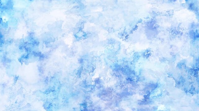 さわやかな夏の水彩背景ループ動画 アブストラクト 水色が滲むイラストレーション