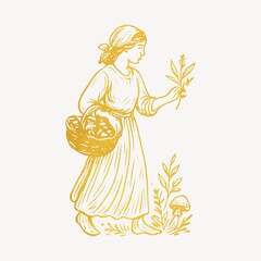 Obraz premium Vintage illustration of herbal gathering.