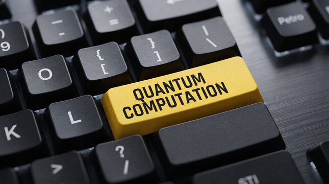 Quantum Computing Lab concept on a yellow computer keyboard key