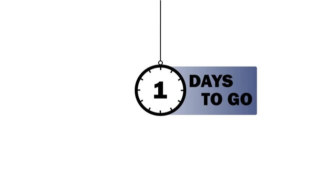 1 day to go countdown timer animation with minimalist clock for marketing and event promotion deadline