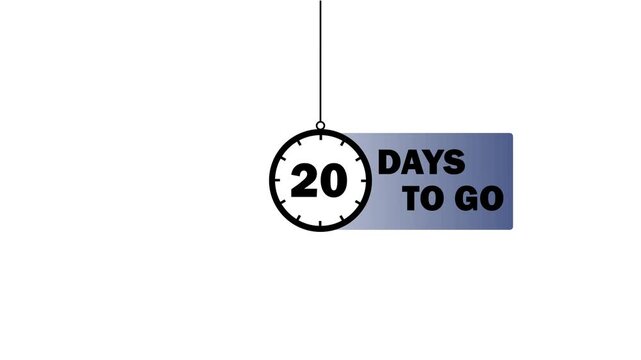 20 days to go countdown timer with swinging pendulum animation for marketing and event planning clock