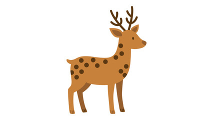 Obraz premium Adorable Brown Fawn Vector Illustration with Antlers and Spots Isolated on White