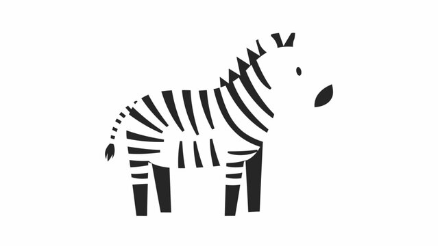 Stylized black and white zebra animal illustration isolated on white background for logo or graphic design