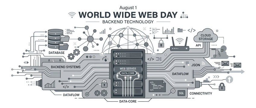 Abstract Backend Technology Network Diagram