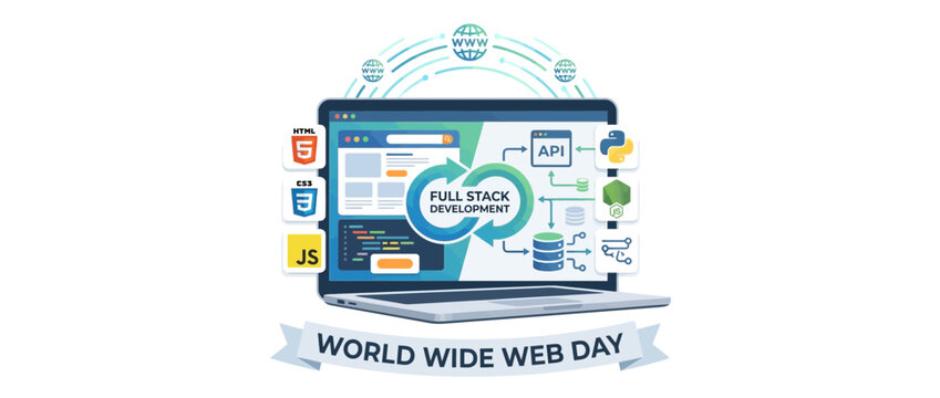 Full Stack Development Concept on Laptop Screen