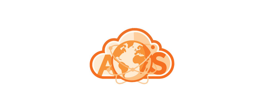 Cloud computing network global technology abstract orange logo