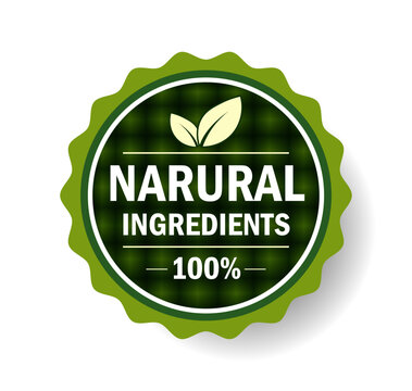 100 percent natural ingredients green eco badge vector illustration