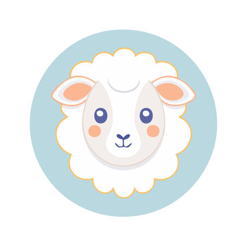 Cute cartoon sheep face illustration
