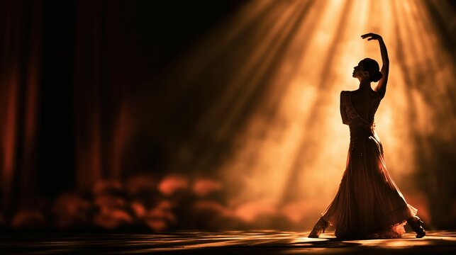 Graceful Ballet Dancer in Spotlight Scene