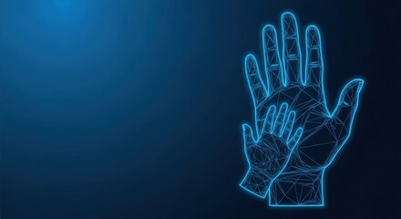 Fototapeta premium Digital Outline of Two Hands, One Large and One Small, Showing Connection and Support