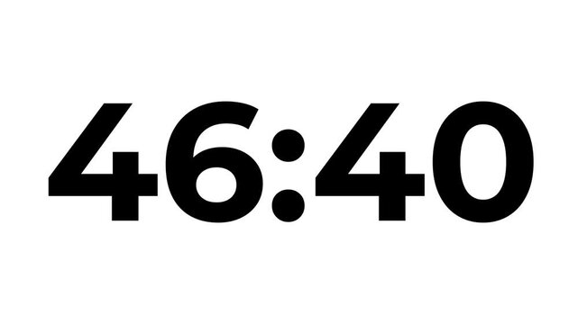 Analog clock icon animation .4K countdown animation, 51 minutes displays a timer counting down minutes.