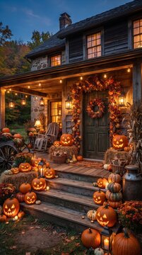 Halloween home decor with dark gothic interior design and candlelight
