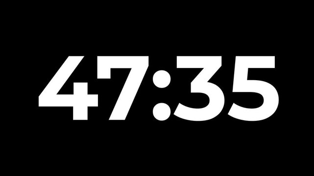 Analog clock icon animation .4K countdown animation, 52 minutes displays a timer counting down minutes.