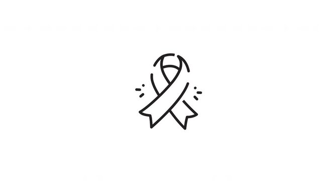 Simple cancer awareness ribbon icon design in black line style, suitable for medical awareness campaigns, charity organizations, and healthrelated design projects.