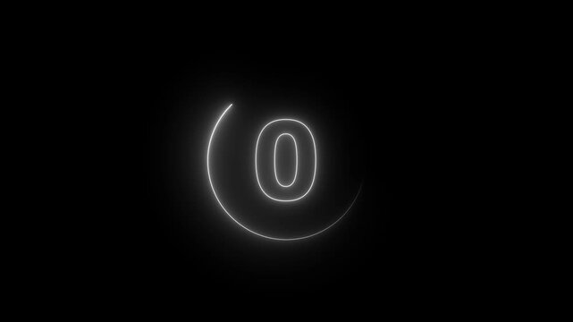 5 second countdown timer animation, neon number text glowing from 5 to 0, with attractive circle animation. Circle countdown timer 5 second animation graphics transparent background electric saber