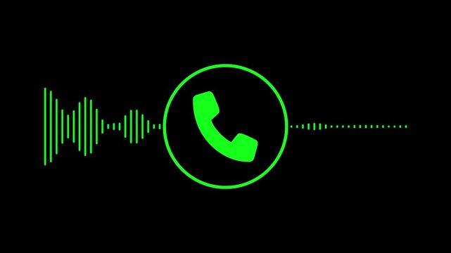 Minimalist Telephone call audio sound wave animation on Black Background Motion graphic 4k animation video.