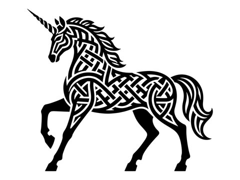 Celtic Unicorn Tribal Style Illustration