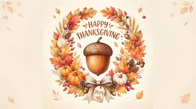 Festive thanksgiving background with autumn wreath perfect for holiday graphics celebrations