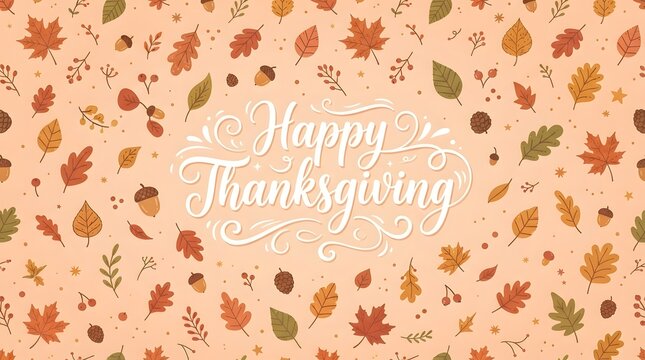 Festive thanksgiving background autumn leaves acorns for holiday celebrations