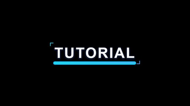 Tutorial text animation with blue bar. Animated 2D overlay for educational videos and online courses