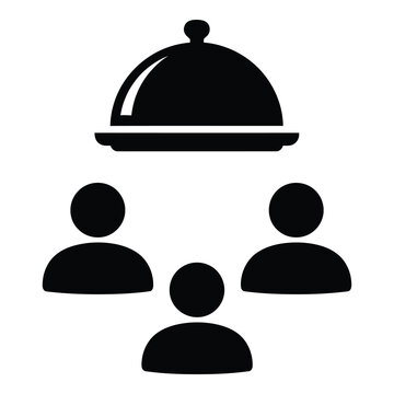 Catering service icon with people silhouettes