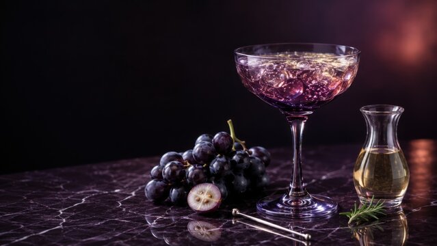 Black Grape Spritz With Verjus And Fresh Grapes