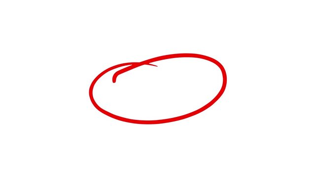 Red marker circle or oval highlight frame for emphasis isolated animation on white background.