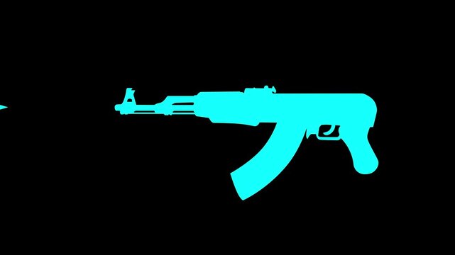 Cyne gun shouter isolated on black background. Weapon shouter icon animation video.