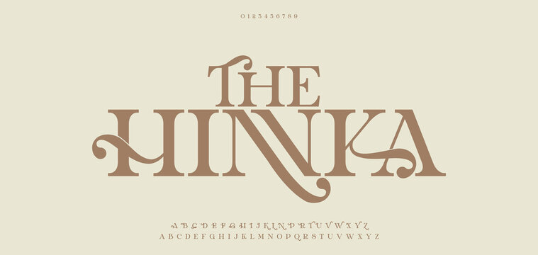 the Hinnka, Elegant Font Uppercase Lowercase and Number. Classic Lettering Minimal Fashion Designs.