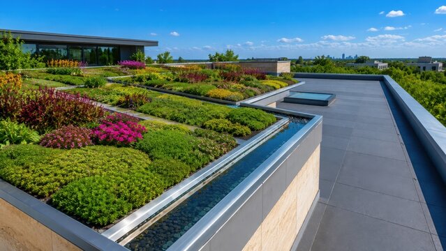 Green Roof Garden On Modern Sustainable Building