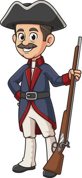 Cartoon american minuteman soldier vector illustration