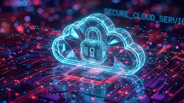 Secure Cloud Computing Infrastructure with Digital Encryption Protection and Cyber Security Network Data Defense Concept