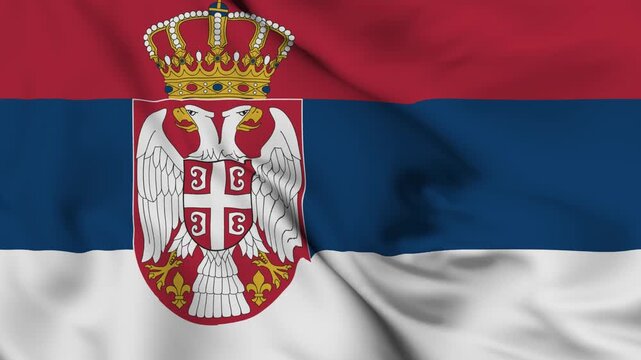 Serbia flag waving in the wind. 4K animation.