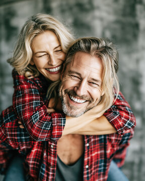 Happy Senior Couple Embracing in Forest AI Generative &ndash; no real persons