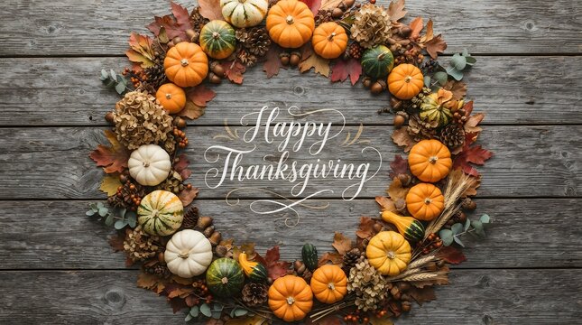 Festive thanksgiving background with pumpkins and fall foliage for holiday celebrations