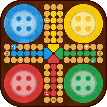 Rounded Corner Ludo Board Modern Four Player Game Board Illustration