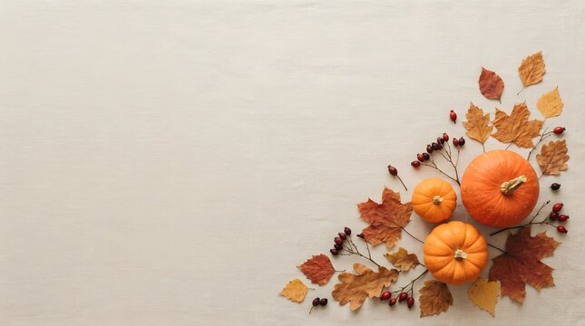 Festive thanksgiving background with pumpkins and fall leaves autumn holiday scene
