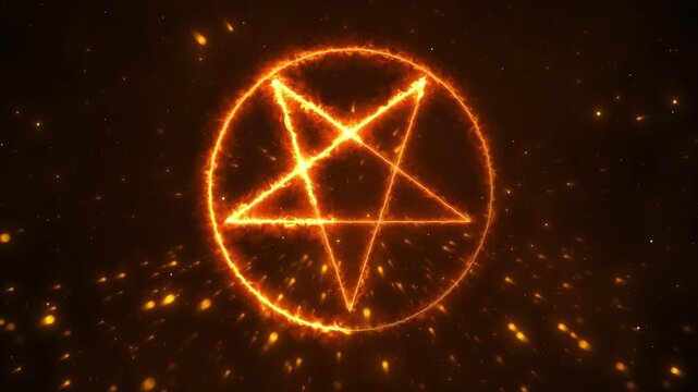 Fiery mystic symbol glowing circle, blazing star lines, sparks, dark ritual atmosphere. fantasy intros, magic titles, dramatic transitions, horror visuals, game trailers, cinematic overlays, scenes.