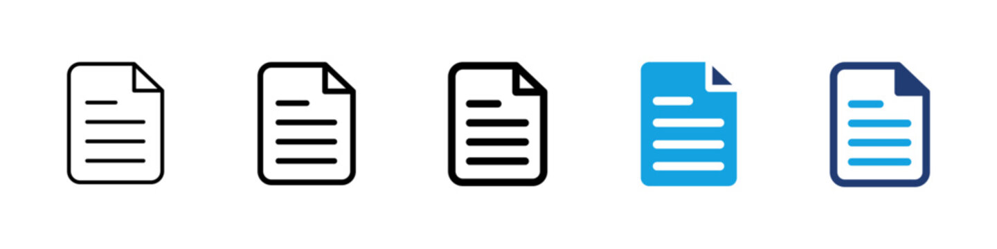 Document file icon. Text page symbol. File document sign. Simple pictogram for paper, report, form and article vector illustration