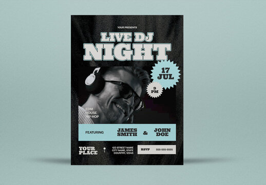 Black Grunge Live DJ Night Flyer Layout