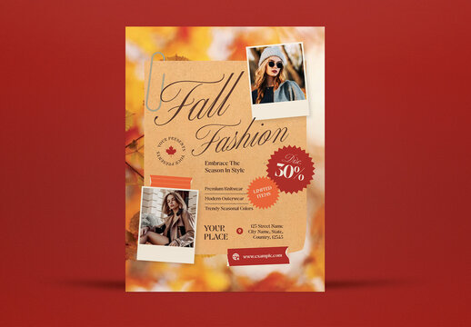 Orange and Brown Scrapbook Fall Fashion Flyer Layout