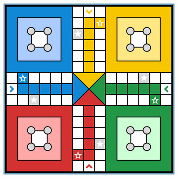 Colorful Ludo and Parcheesi Board Template: Printable Board Game Asset