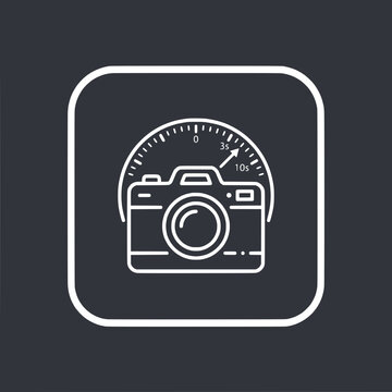 Camera timer icon, photography concept, time lapse, modern line art, symbol