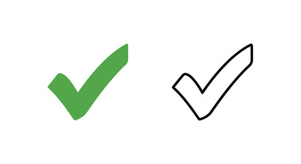Green check mark and black outline silhouette © MDHOJAIFA