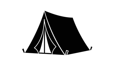 Black tent silhouette against a white background silhouette © MDHOJAIFA
