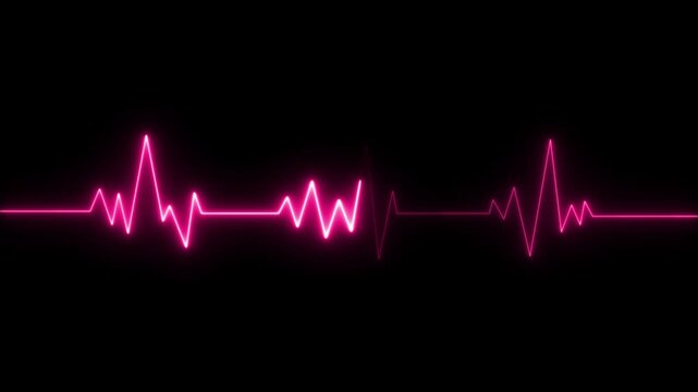 neon line Human heart with digital red and blue heart pulse line. Illustration of the heartbeat and pulse rate signal of an abstract neon energy. on dark background with. Heart health, concept  4k.