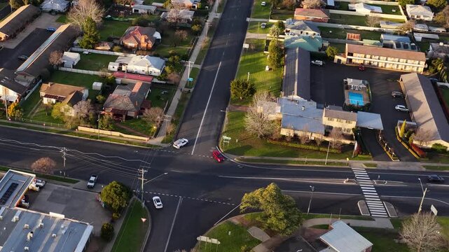 Aerial View of Suburban Neighborhood and Road Intersection in Coonabarabran