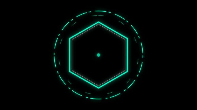 Neon green futuristic hexagon hud vector