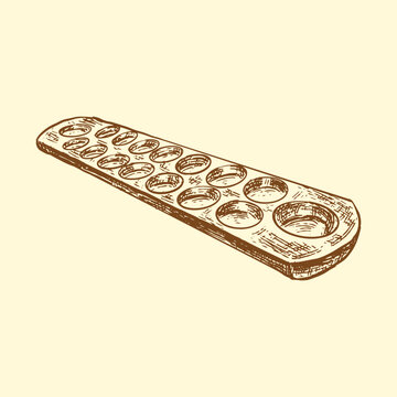 Vintage Congklak Mancala Traditional Board Game Hand Drawn Illustration