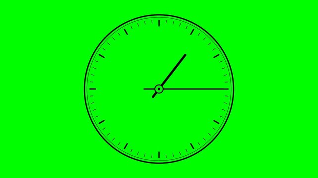 Minimalist analog clock face ticking time motion graphic vector